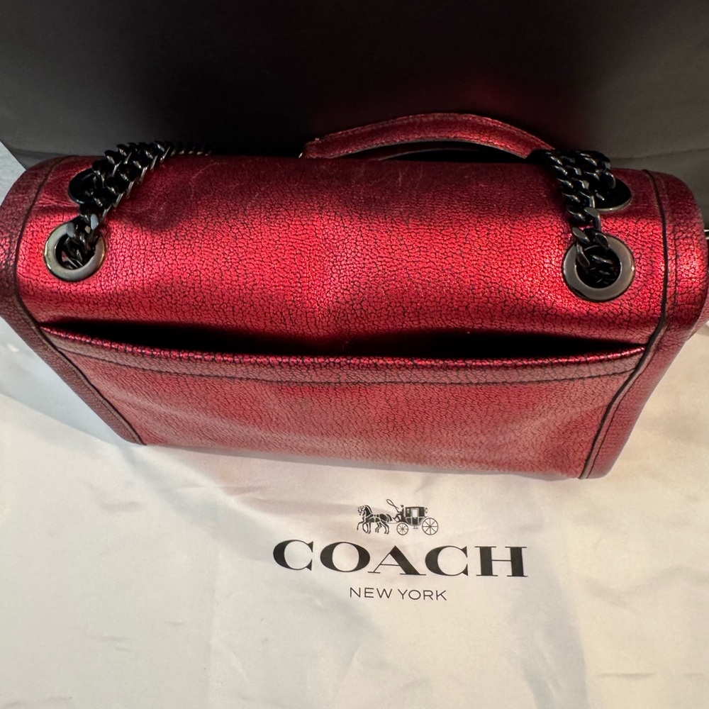 Coach Red metallic Leather Women's Bag - Picture 6 of 16